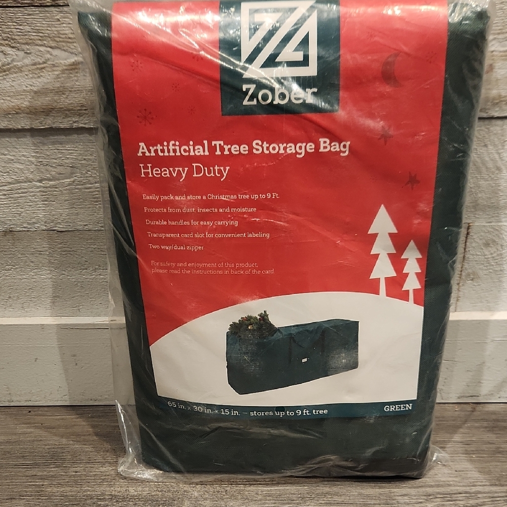 NWT Zober Green Heavy Duty Artificial Tree Storage Bag Up To 9ft Tree 65" X 30"